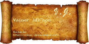 Vainer János névjegykártya